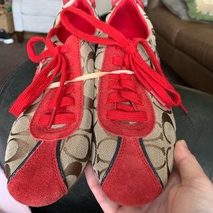 Red Coach Sneakers in good condition